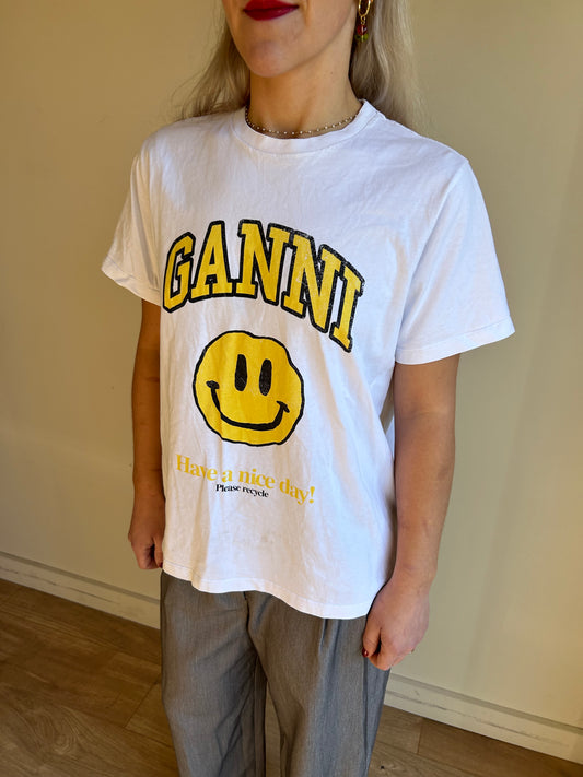 Ganni Cotton Smiley T-shirt, M