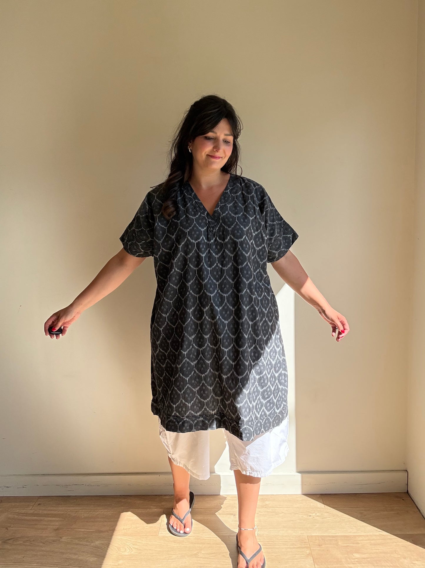 Matta Printed Cotton Tunic Dress, One Size
