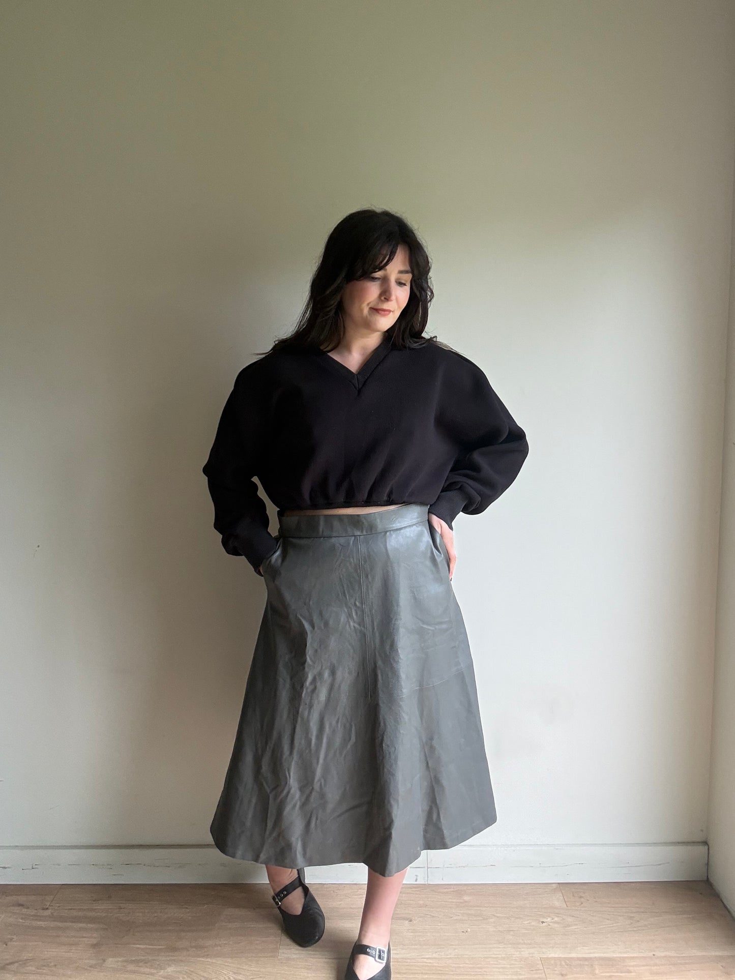 Mango Faux Leather Panel Skirt, 14