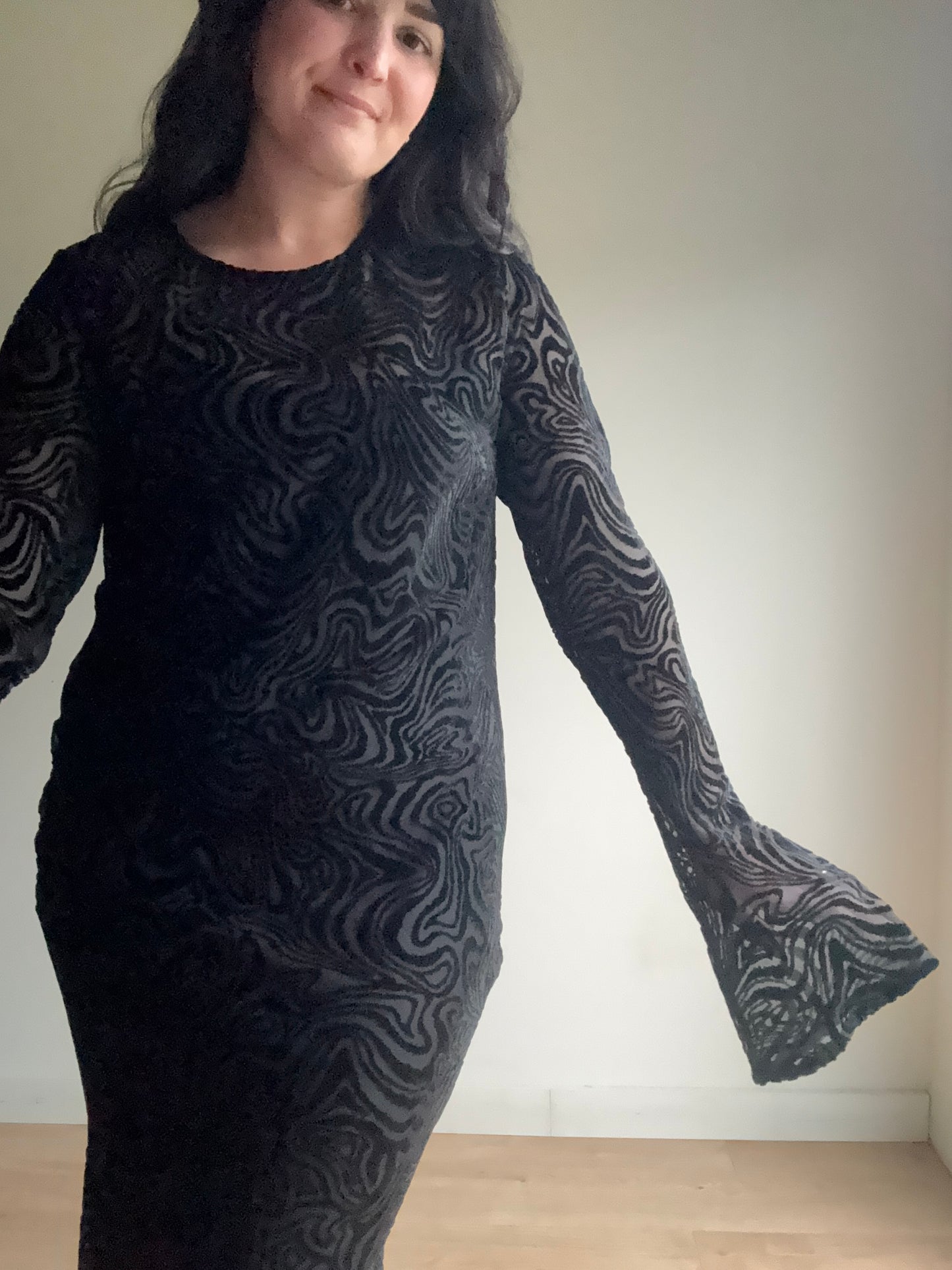 Kai Collective Marble Sheer Mesh Dress, XL