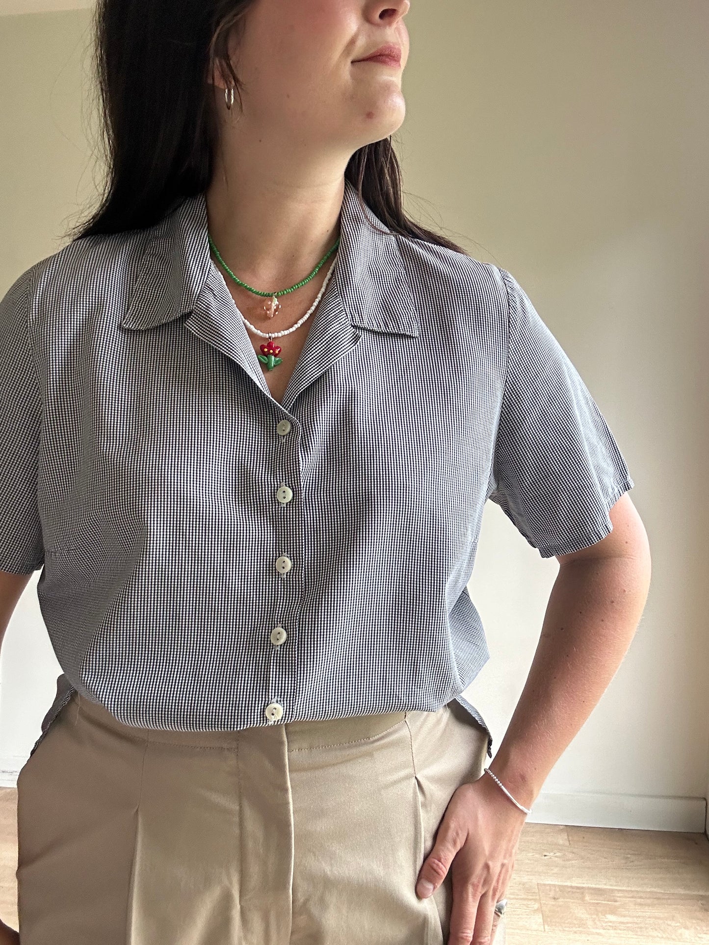Vintage St Michaels Micro Check Shirt, L - XL