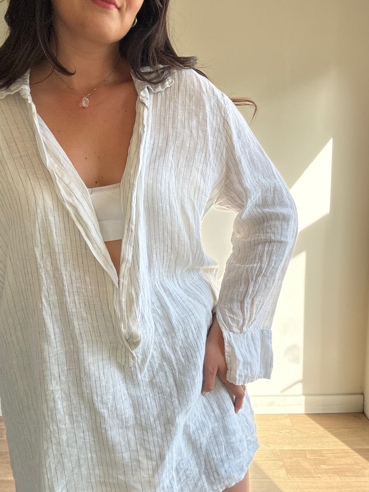 CP Shades Pinstripe Loose Cover Up / Shirt, L