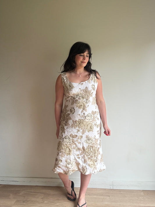 Vintage Planet Floral Linen Dress, 14