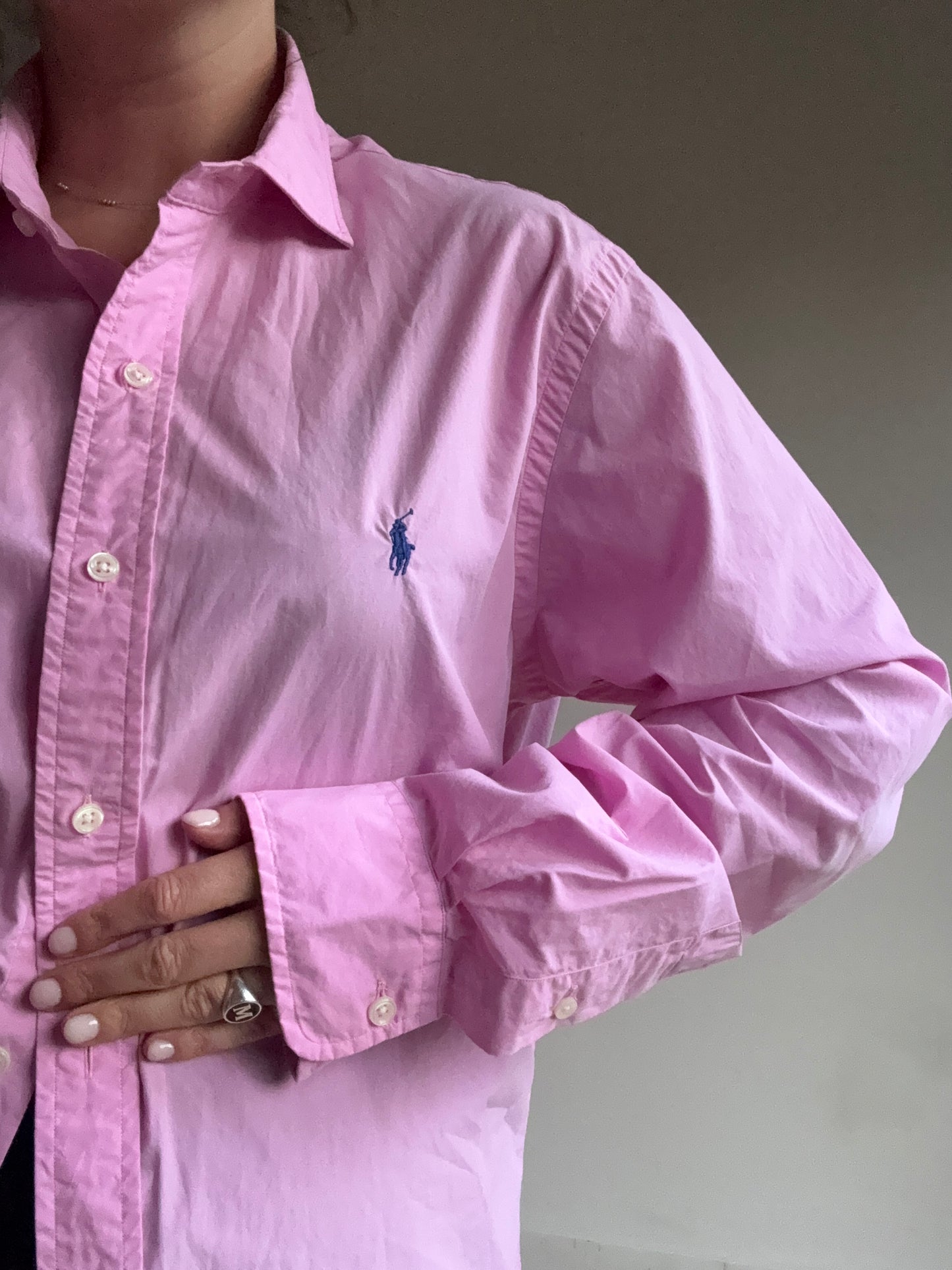 Pink & Navy Polo Ralph Lauren Cotton Classic Shirt, L
