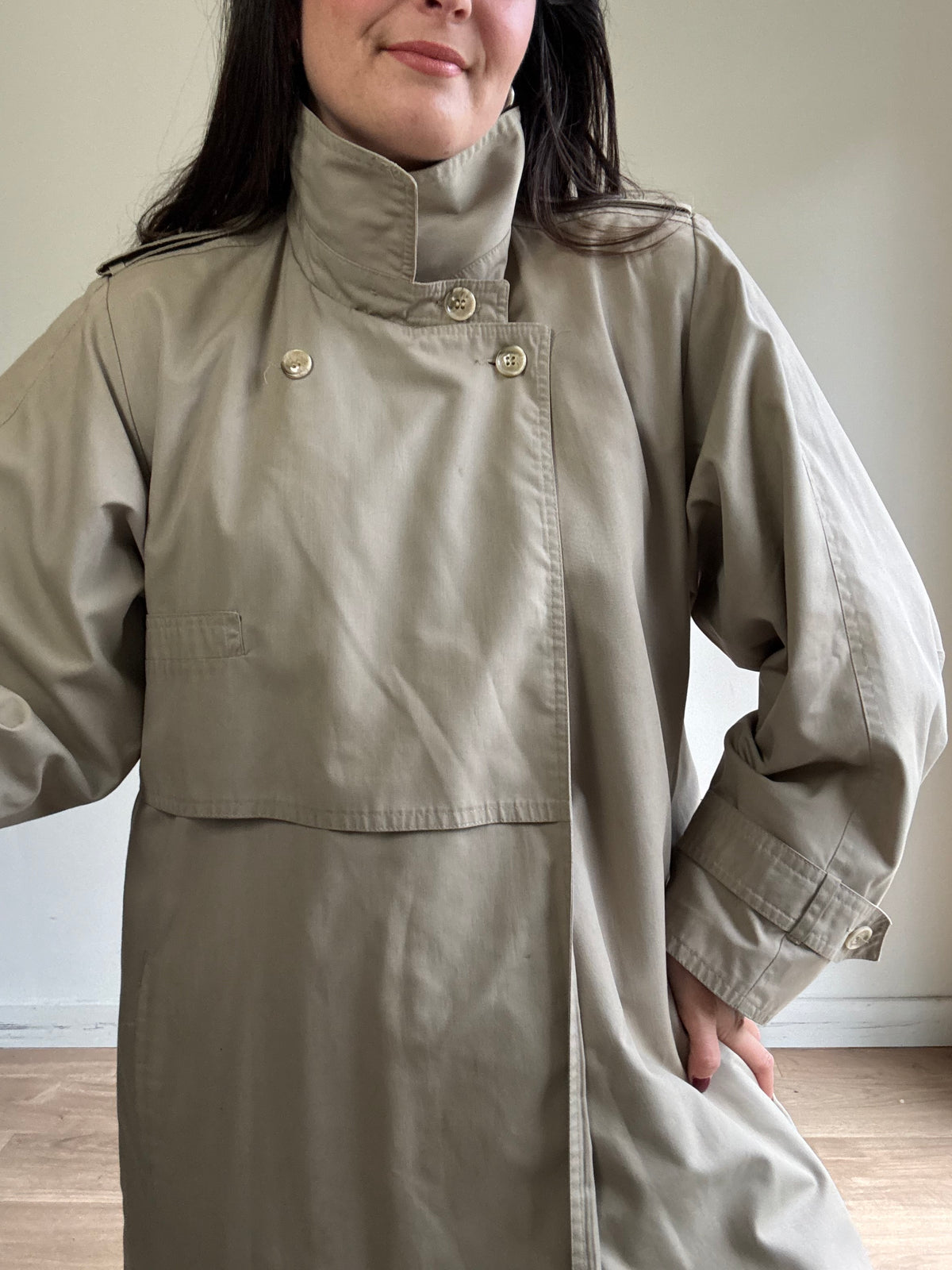 Vintage Wallis Wool Lined Trench Coat, XL