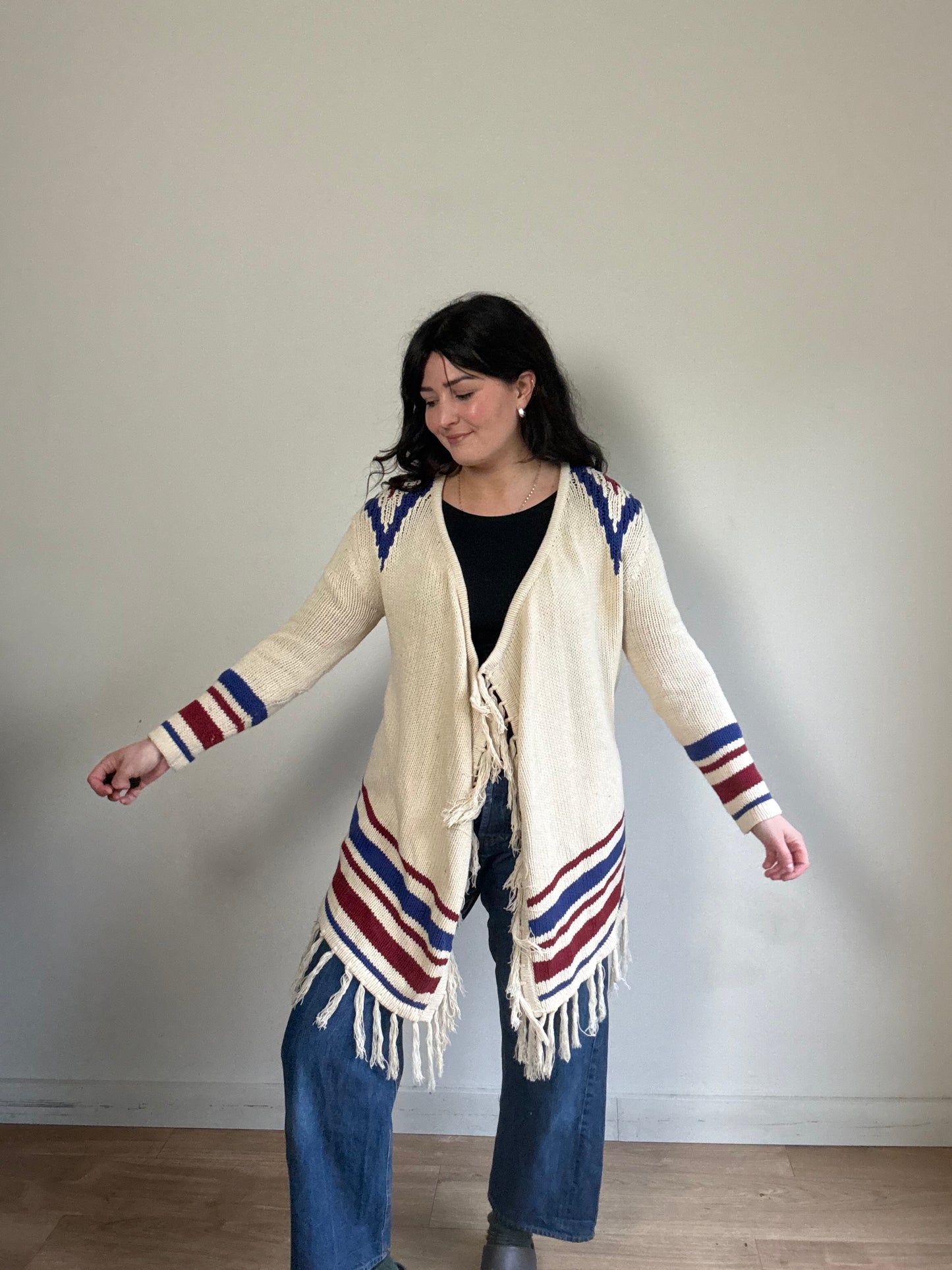 Topshop Cotton Mix Fringe Cardigan, S