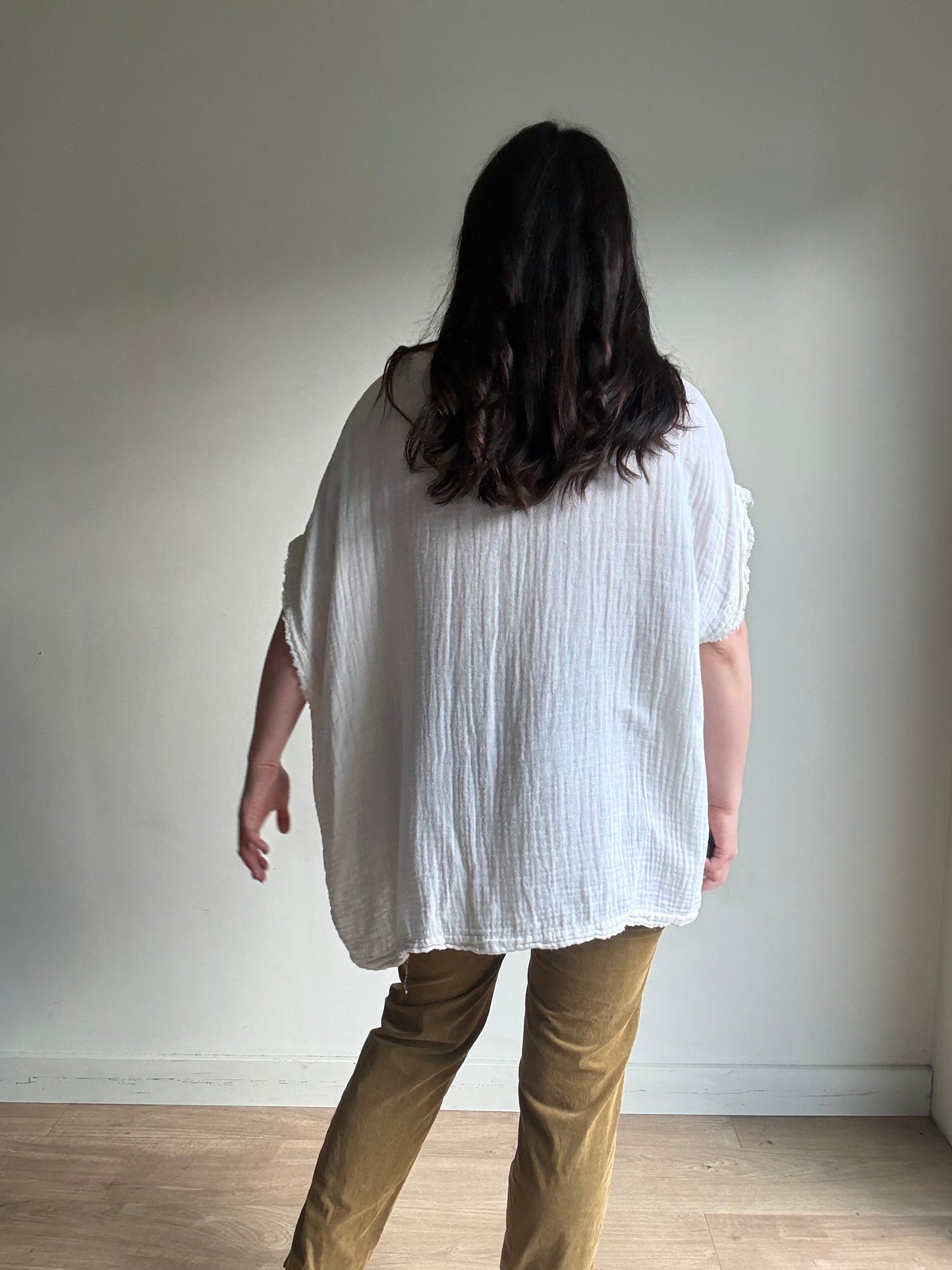 Black Crane Gauze Box Top, One Size