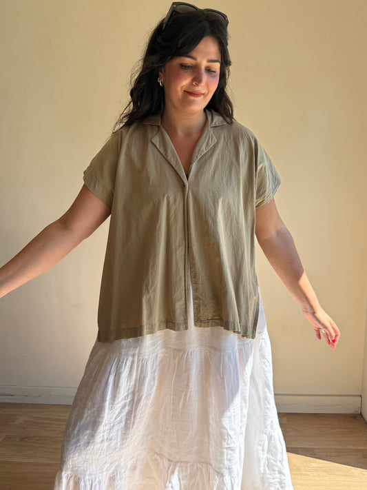 Black Crane Boxy Open Shirt, One Size
