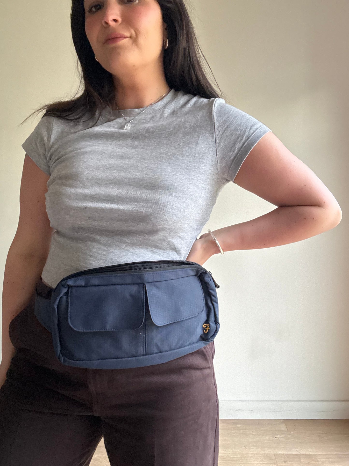 Navy Farah Crossbody Nylon Bag, One Size