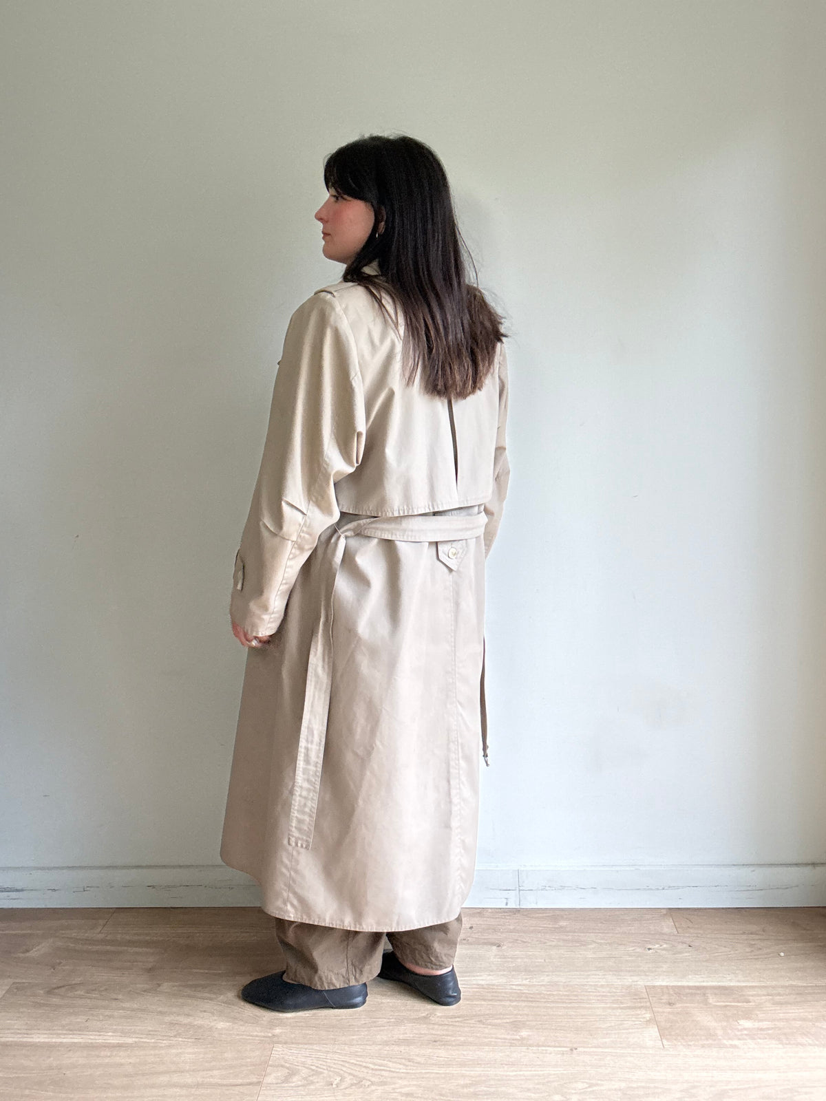 Vintage Wallis Wool Lined Trench Coat, XL