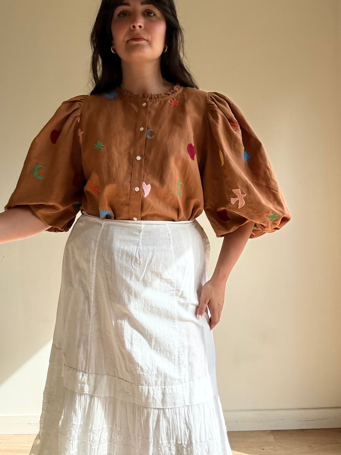 Sezane X Pangea Embroidered Blouse, 44