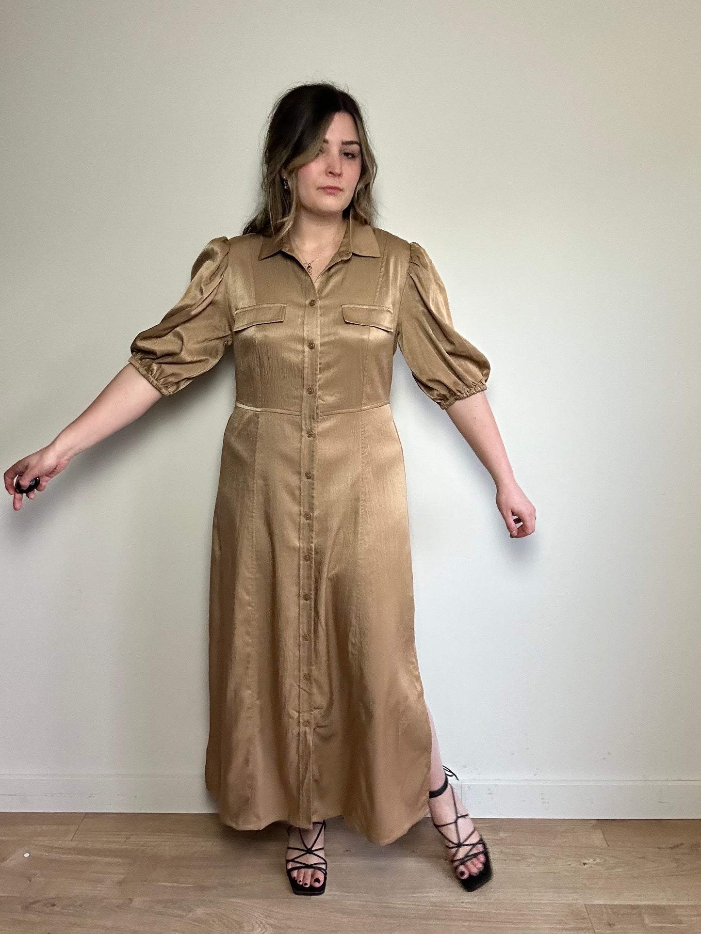 New Golden Shirt Dress - Size 40