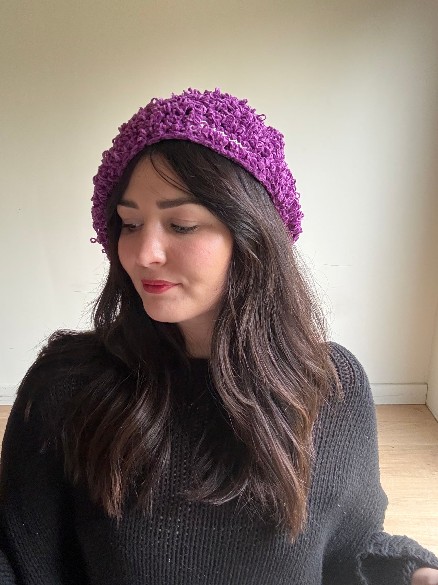 Ganni Crochet Embroidered Beret, One Size