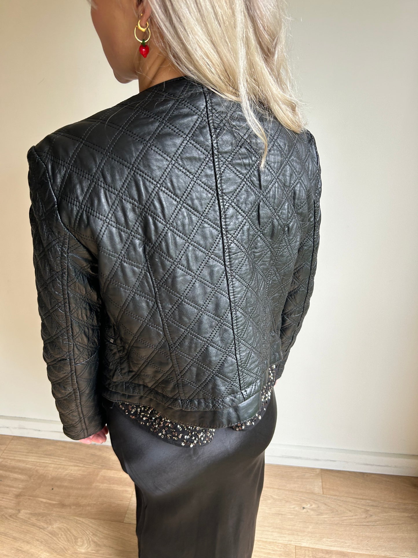 Zara Faux Leather Quilted Jacket, M