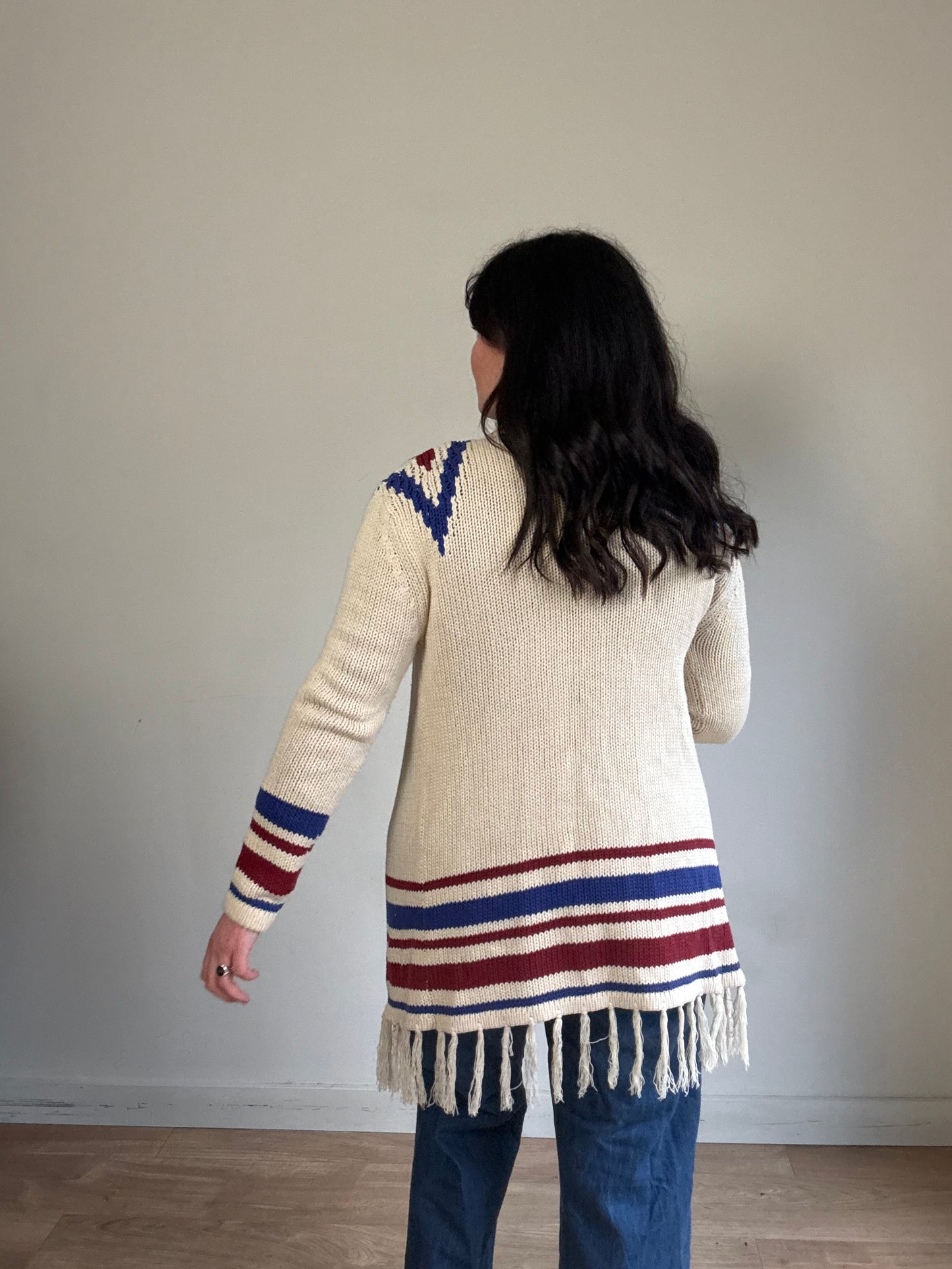 Topshop Cotton Mix Fringe Cardigan, S