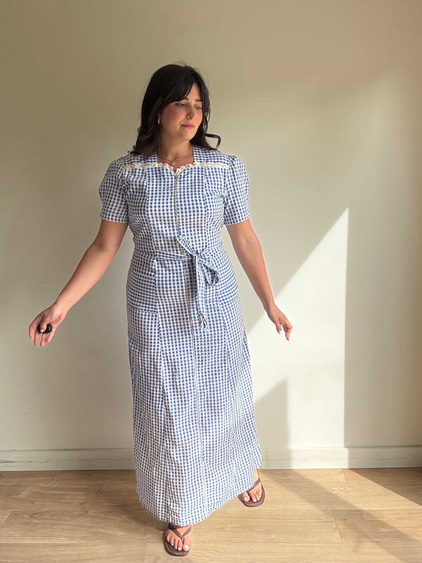 Vintage Handmade Gingham Dress, M