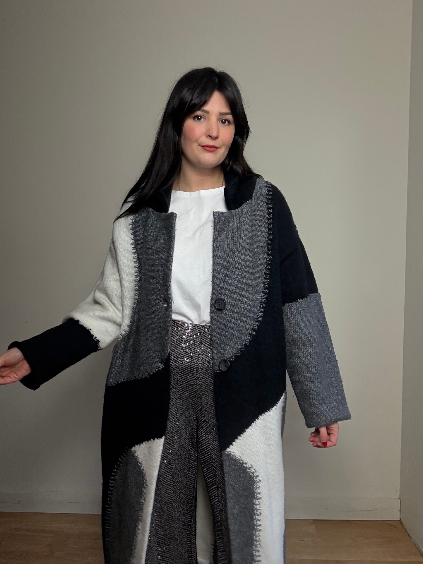 Zara Patchwork Long Cardigan, Fits a S-M