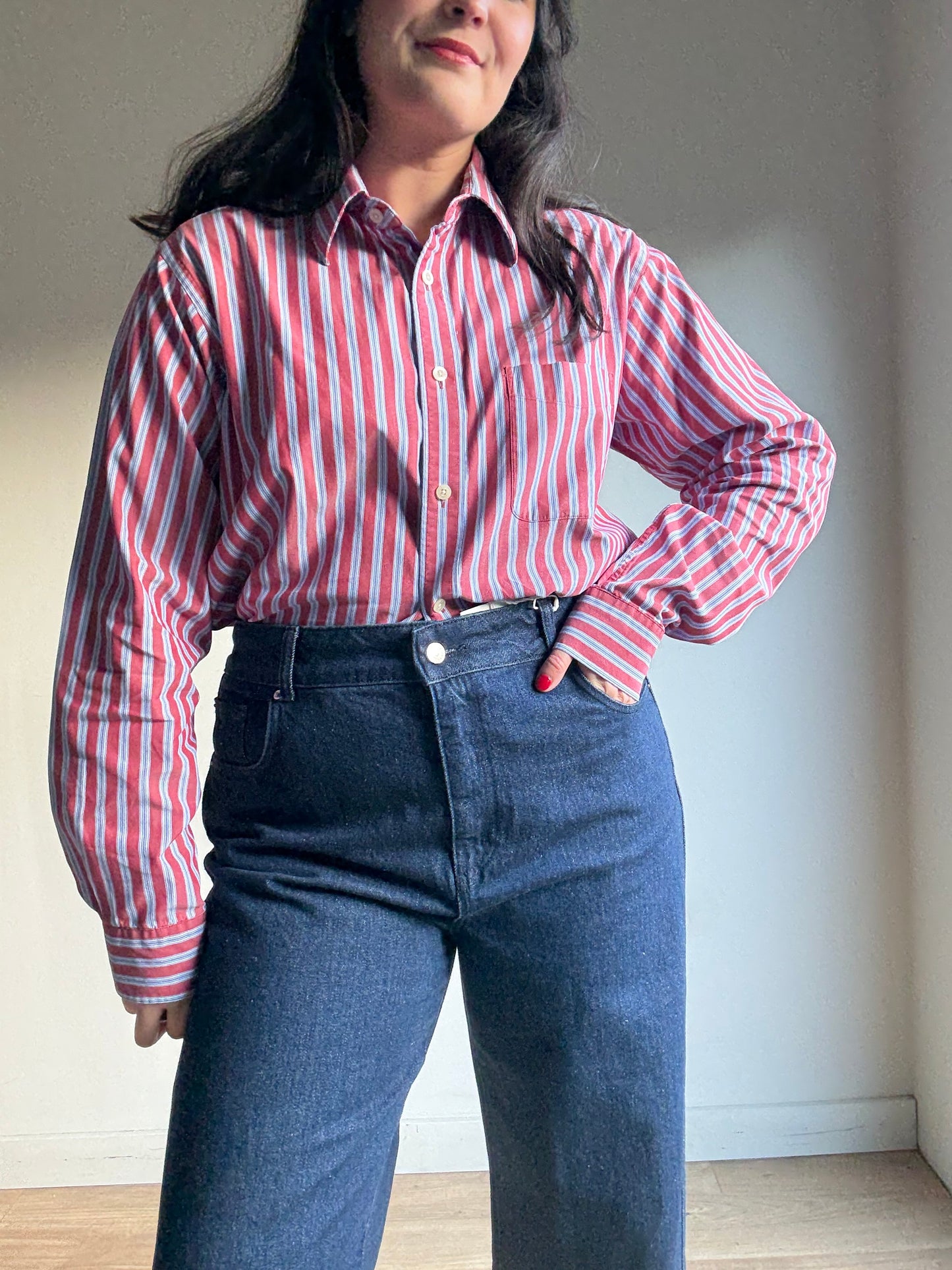 Vintage Stripe Loose Shirt, L