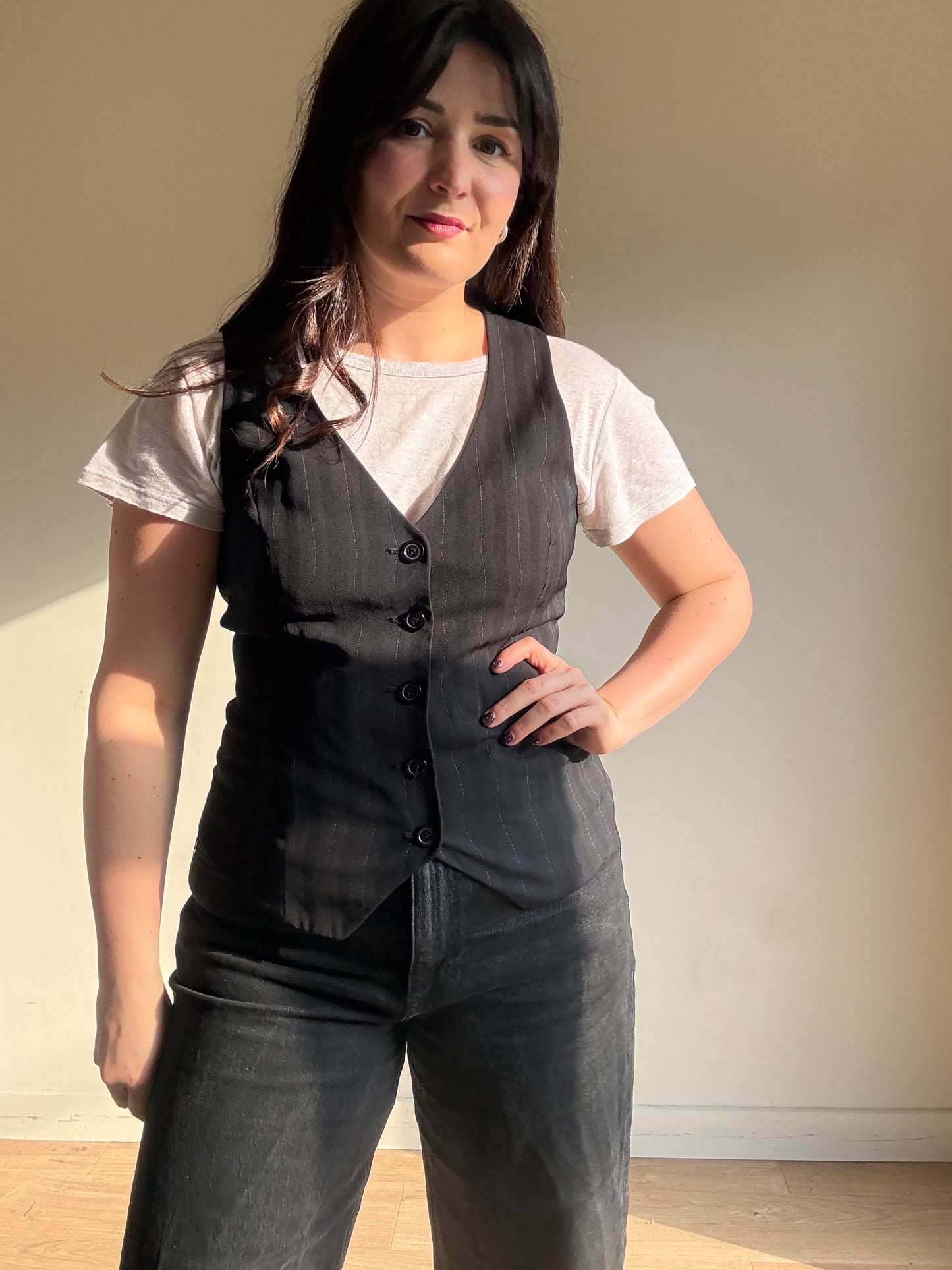 Vintage Wallis 90's Pinstripe Waistcoat, 10-12