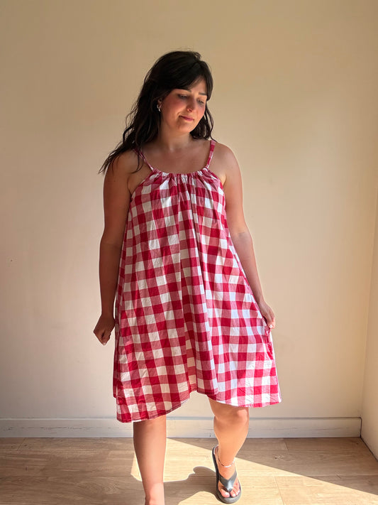 Topshop Gingham Sun Dress, M