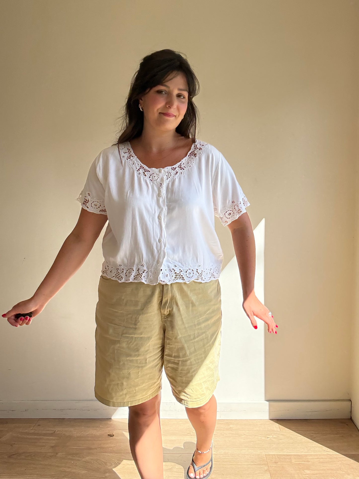 Vintage French Embroidered Top, M/L