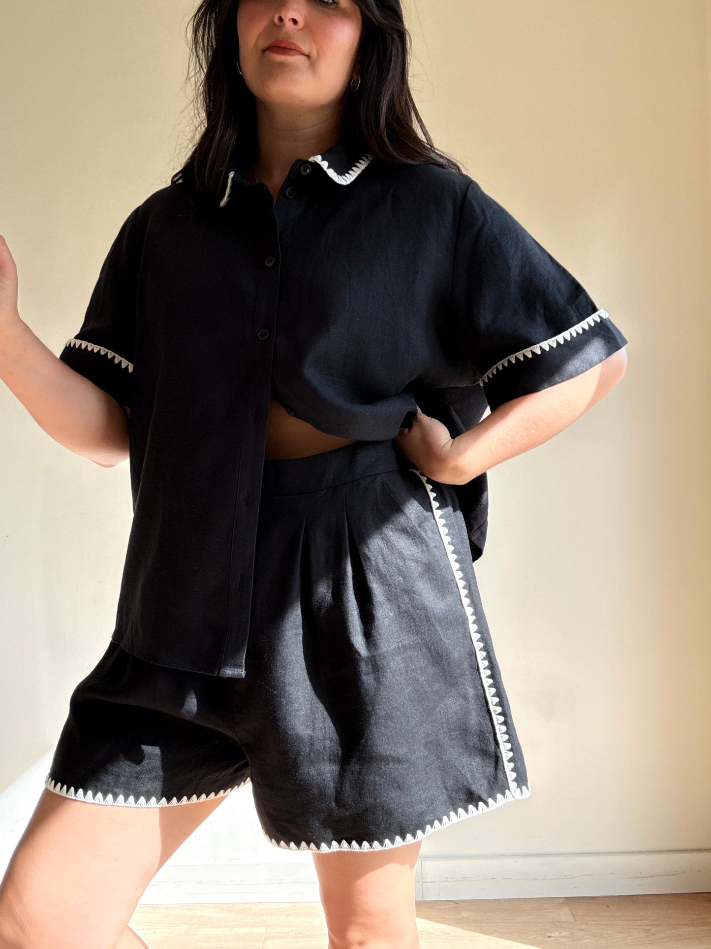Sezane Linen Embroidered Co-Ord, 16-18
