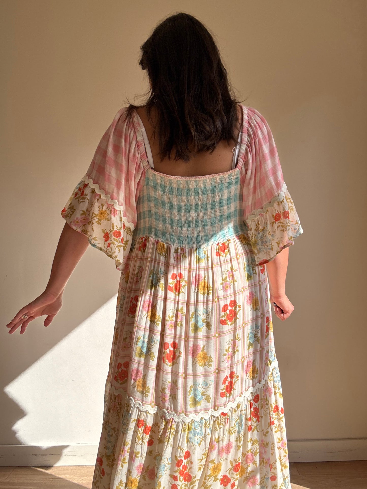 SPELL Floral and Gingham Floaty Dress, XXL