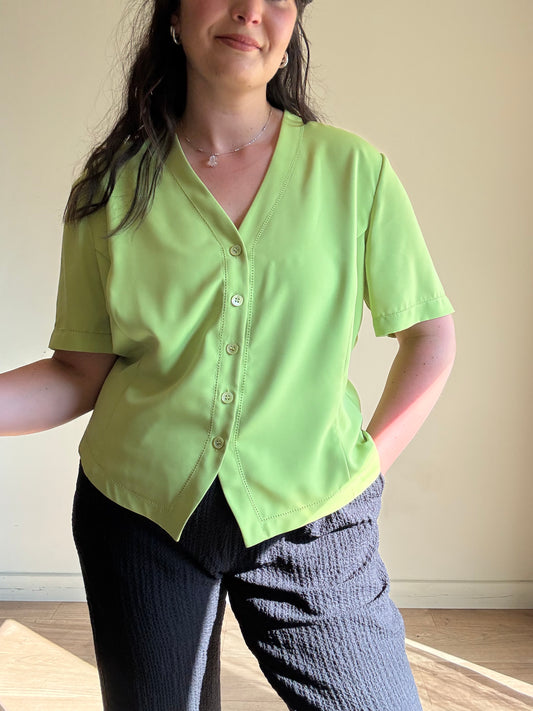 Vintage Button Up Blouse, XL