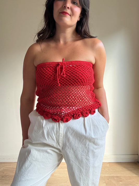Mango Crochet Knit Strapless Top or Skirt, L