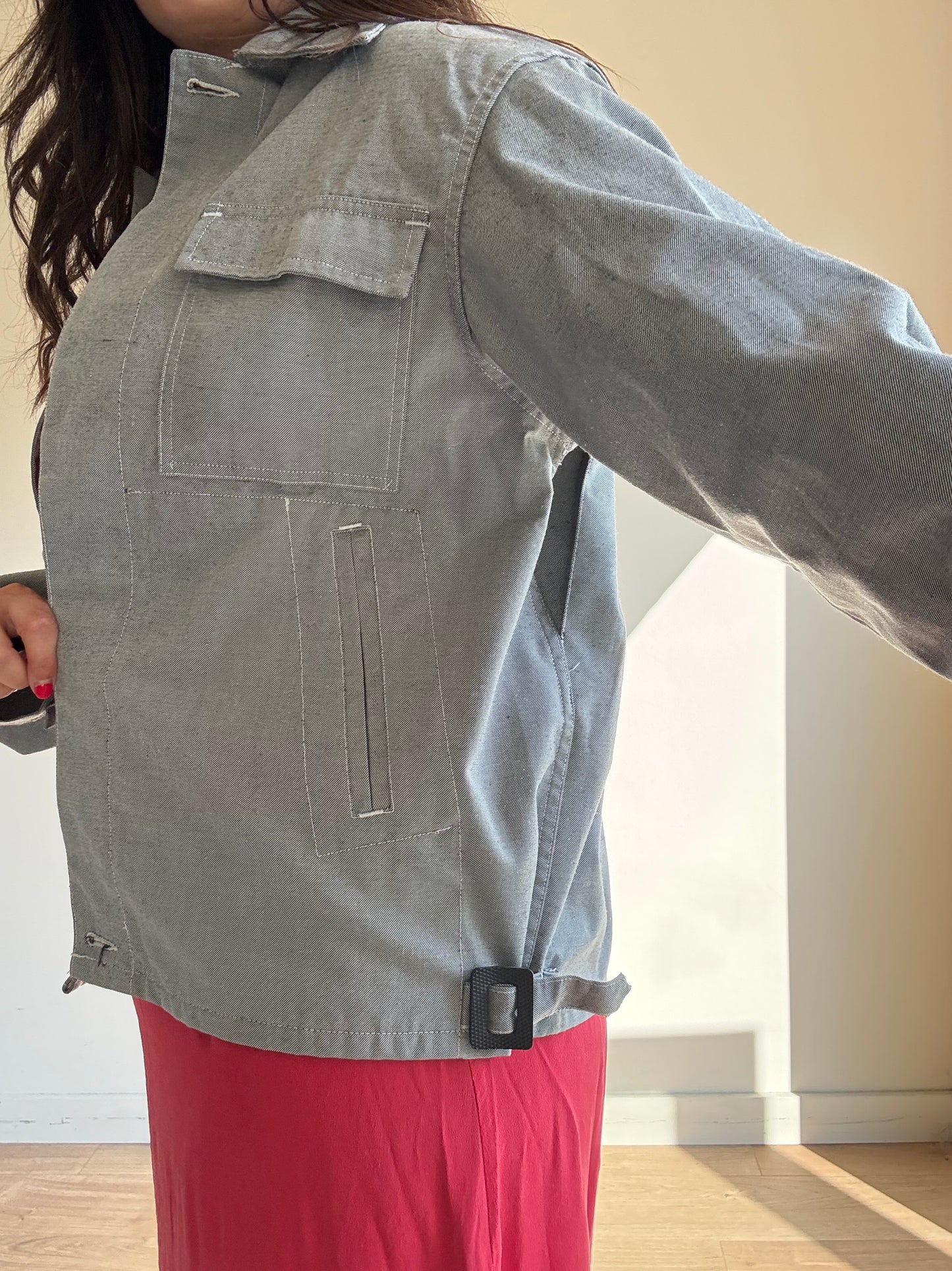 French Workwear Cotton Button Up Jacket, L