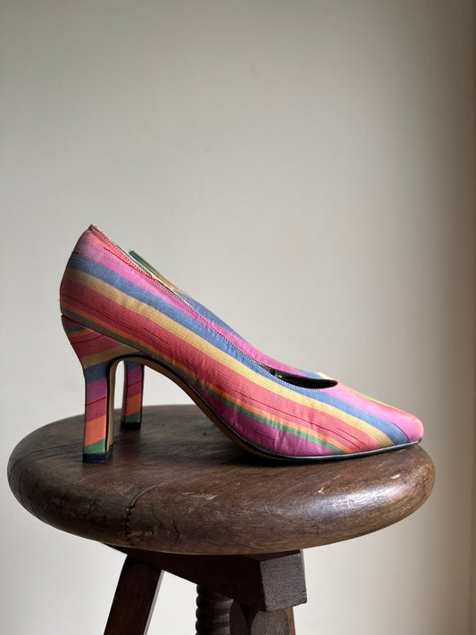 Ros Hommerson Vintage Stripe Heels, 6.5