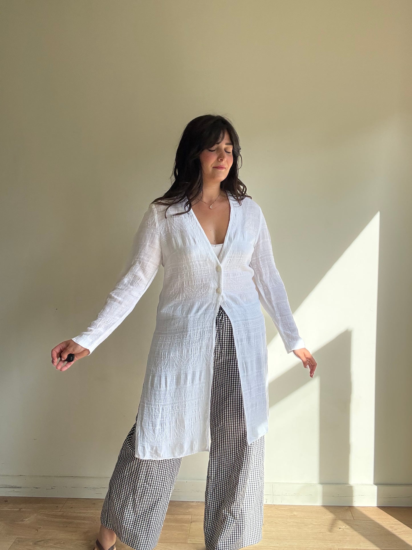 Vintage RR Linen Mix Longline Top, M