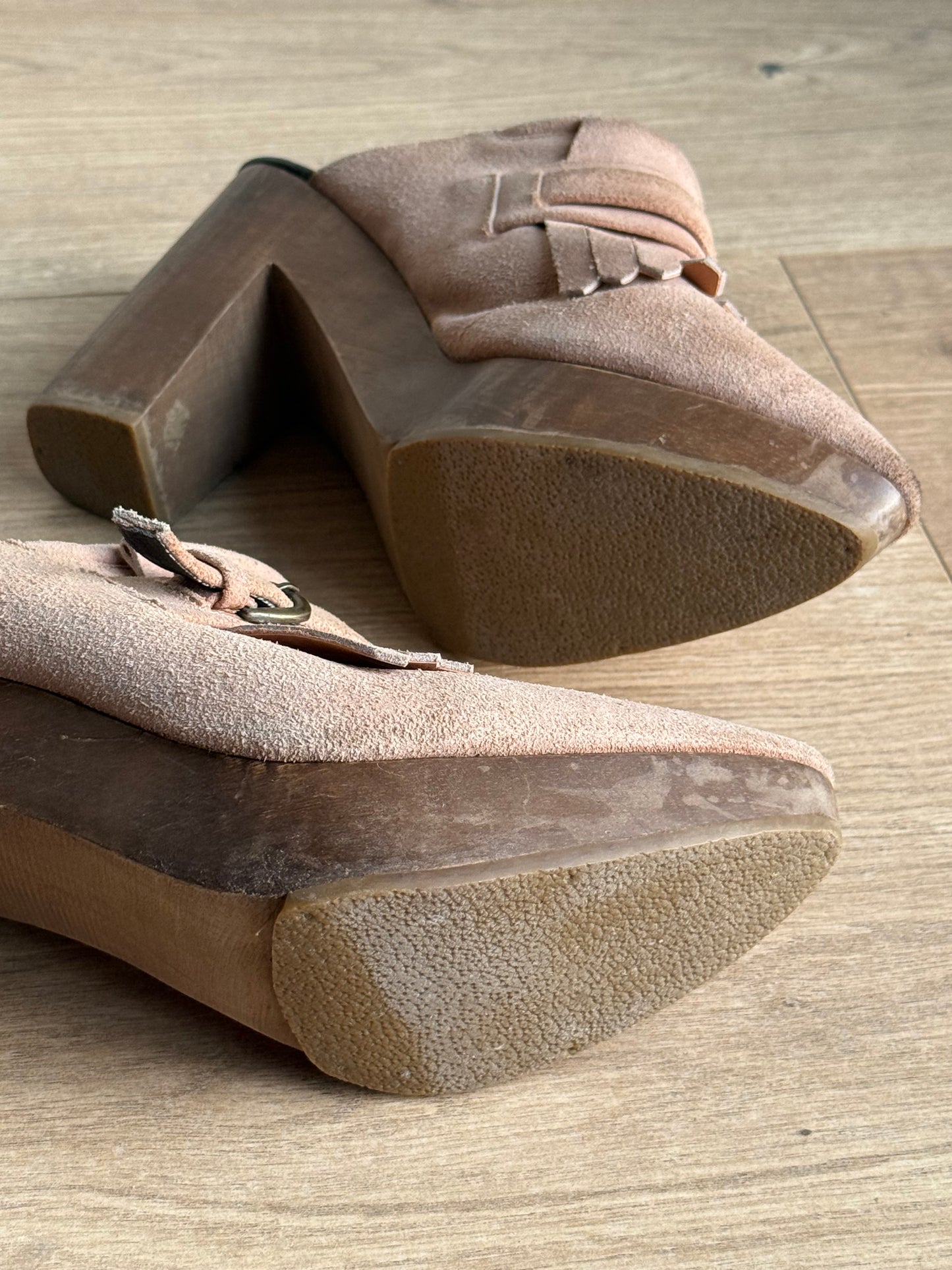 Rachel Comey Suede Tassel Mule Clog Heels, 40