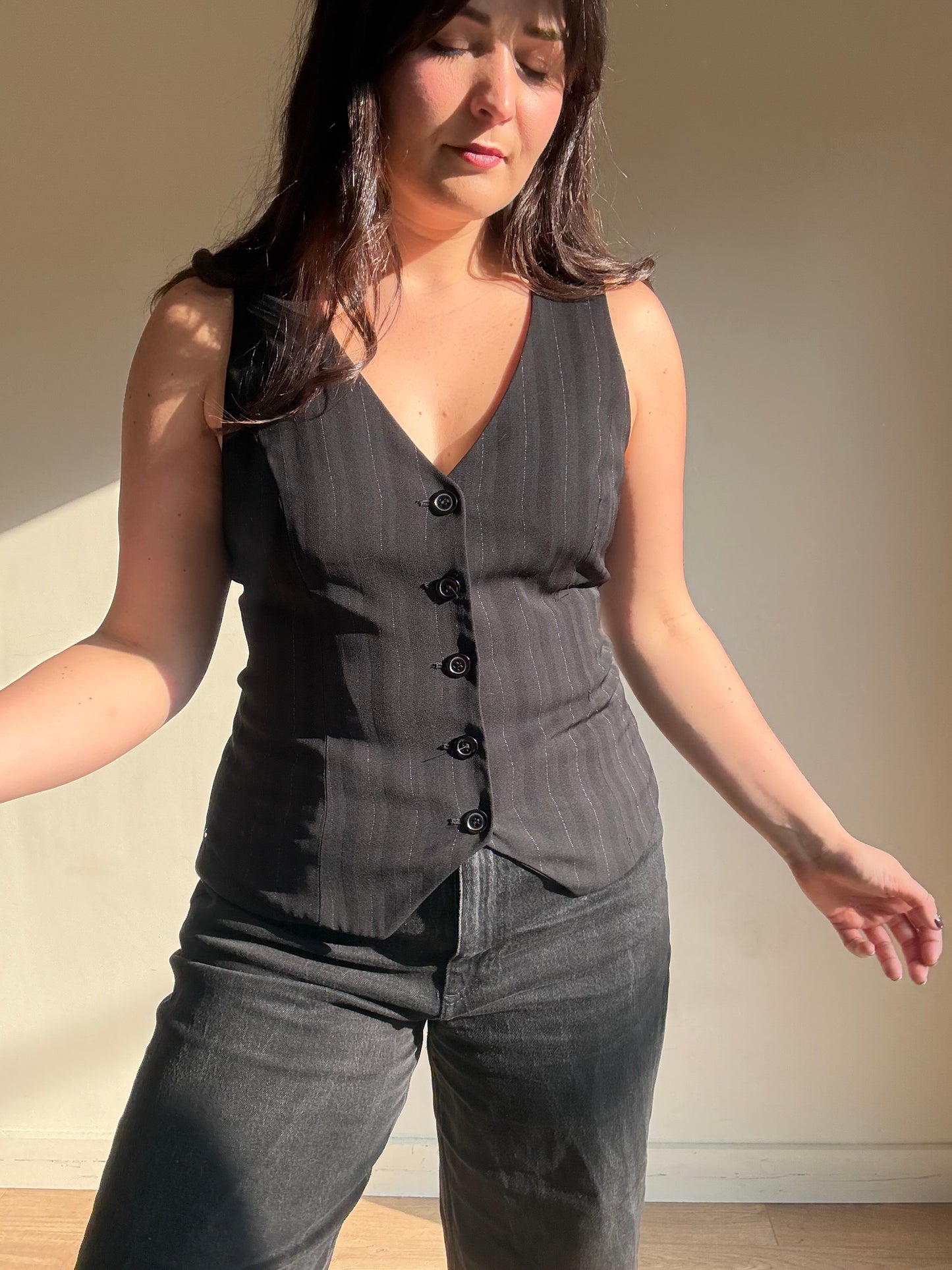 Vintage Wallis 90's Pinstripe Waistcoat, 10-12