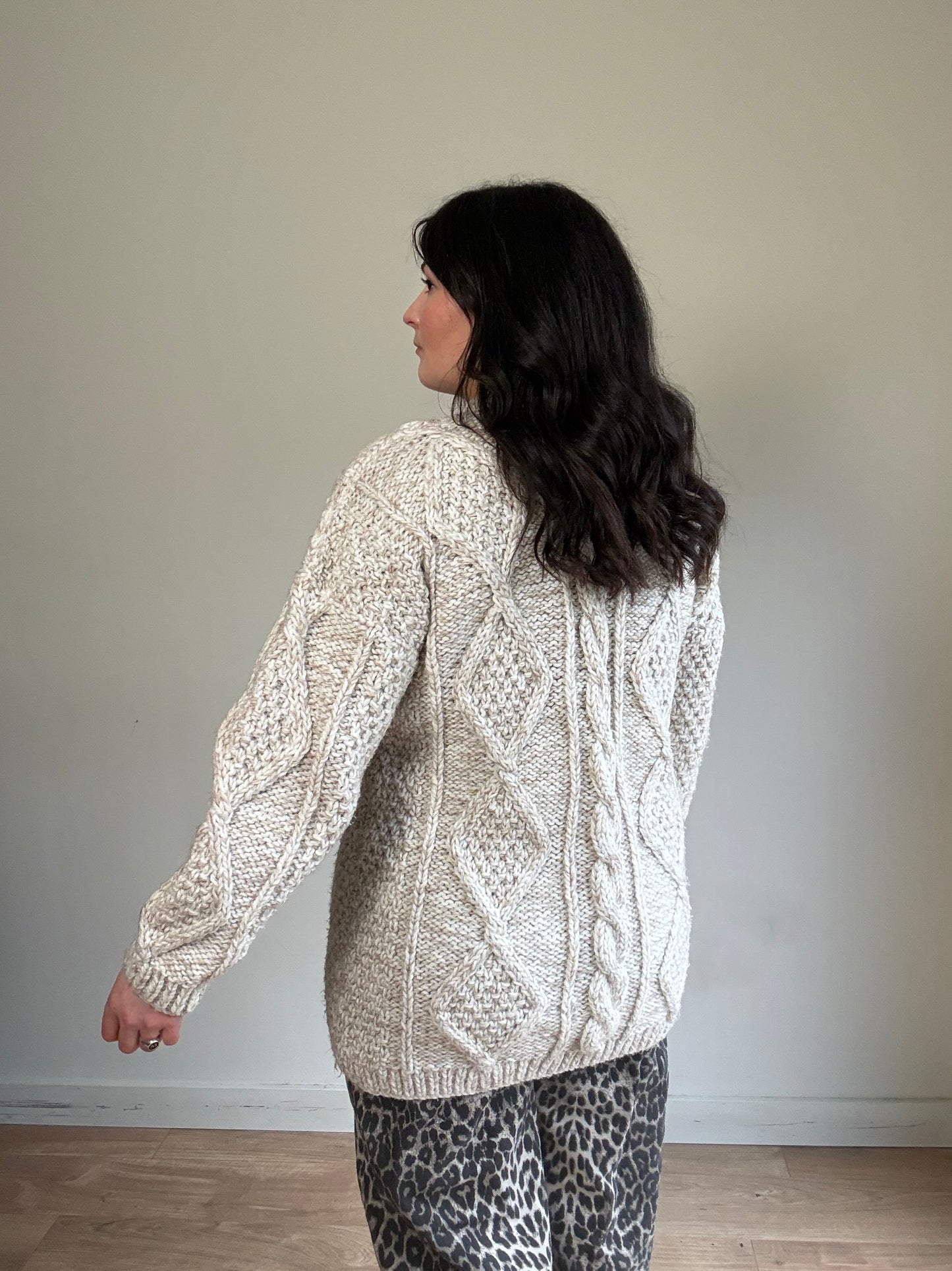 Handknit Cable Chunky Jumper, L/XL