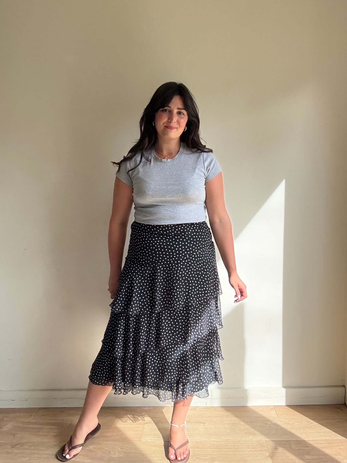 Vintage Betty Barclay Polka Dot Frill Skirt, 12