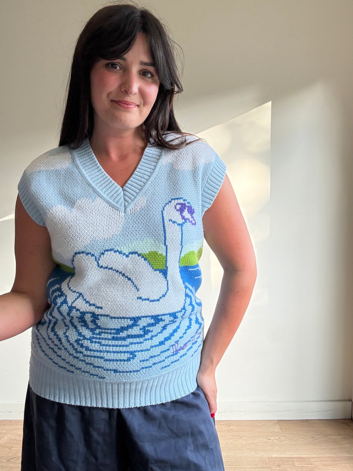 House of Sunny Swan Vest Jumper, S-M