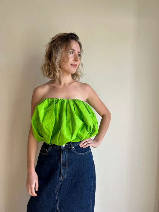 Green Zara Bubble Top, XS