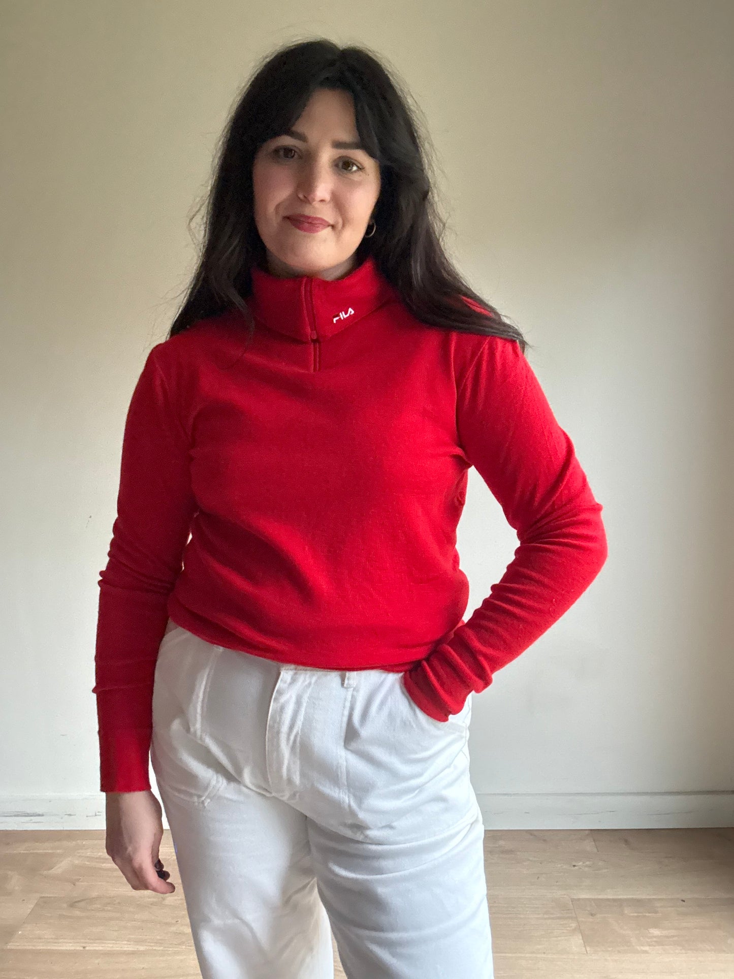 Vintage Fila Wool Zip Up Base Layer, L