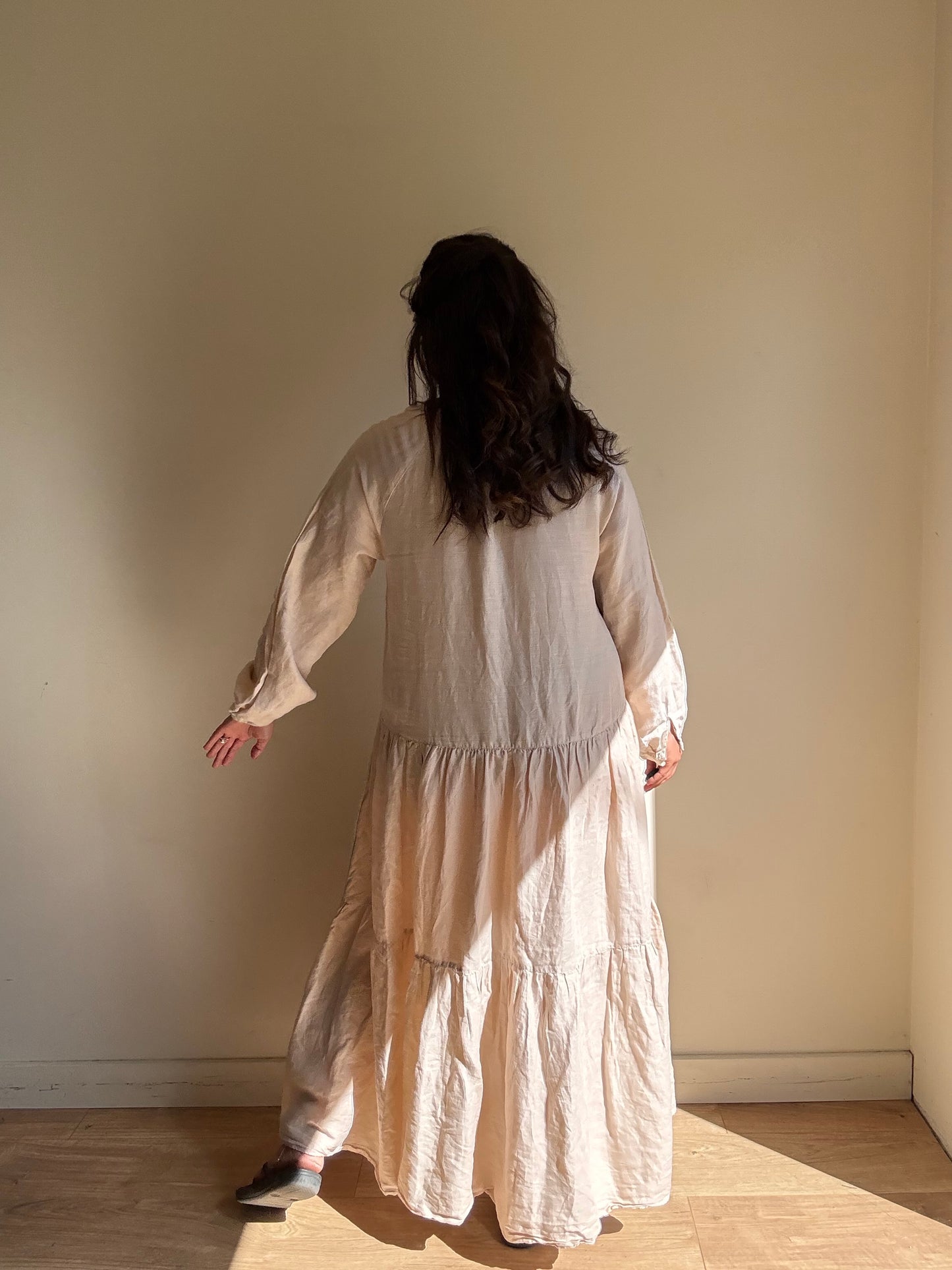 Blush Arket Linen Tiered Floaty Dress, S/M