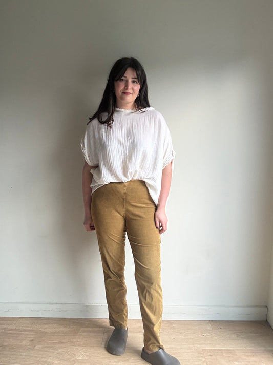 Tan OSKA Slim Leg Needle Cord Trousers, 2