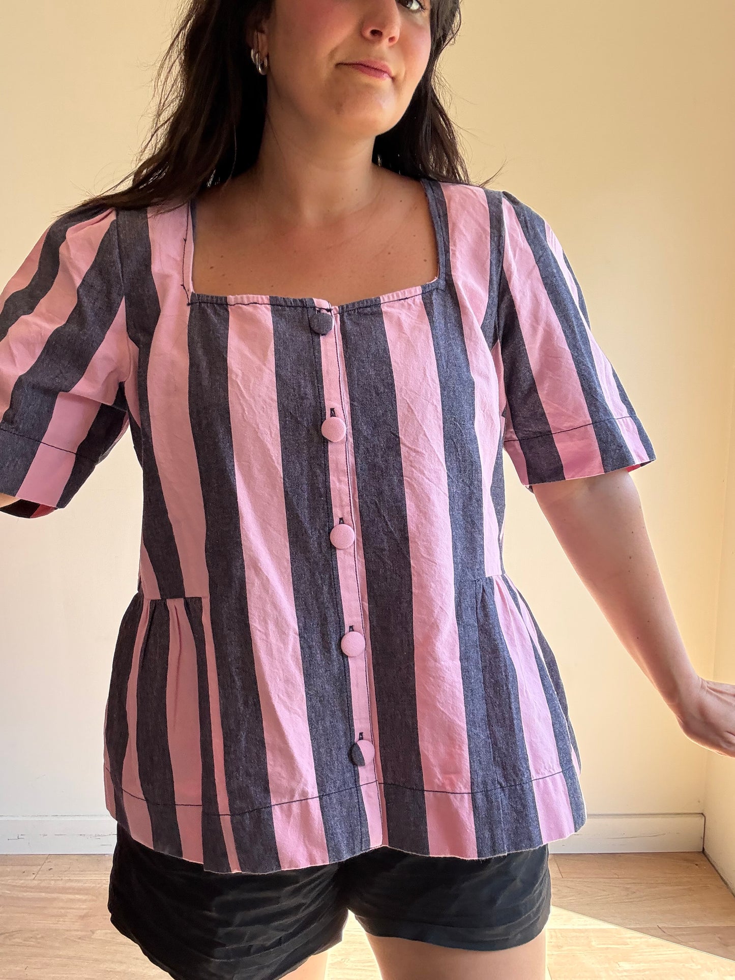 Damson Madder NEW Philly Peplum Stripe Blouse, 20