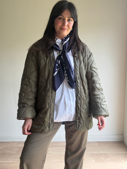 Vintage Quilted Army Military Liner Jacket, One Size