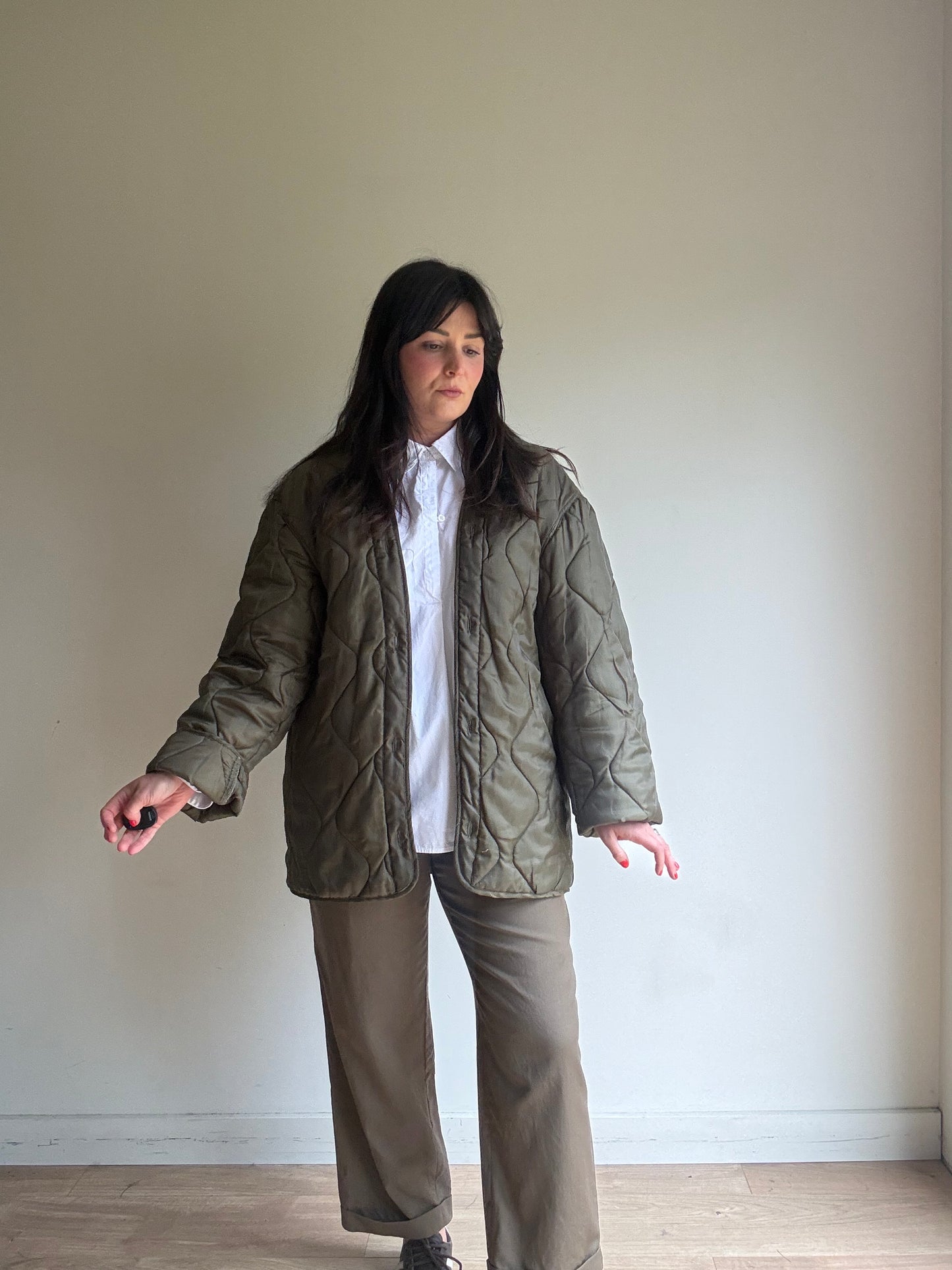 Vintage Quilted Army Military Liner Jacket, One Size