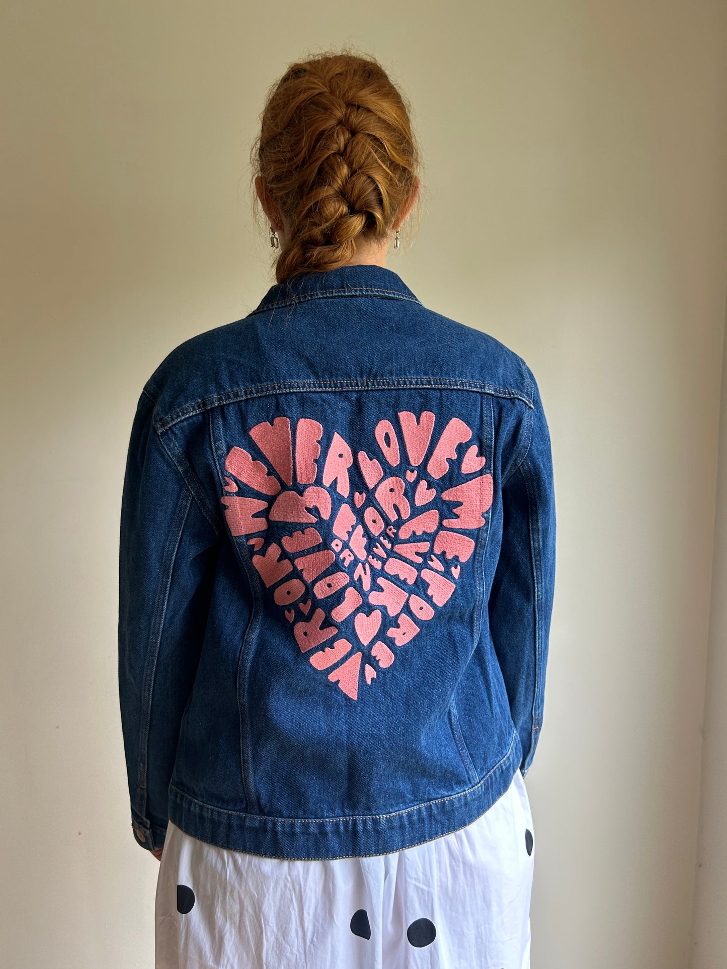 Monki NEW Denim Jacket with Embroidery, Small