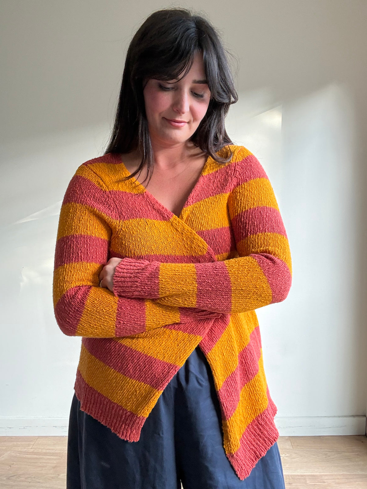 American Vintage Cotton & Linen Stripe Cardigan, S