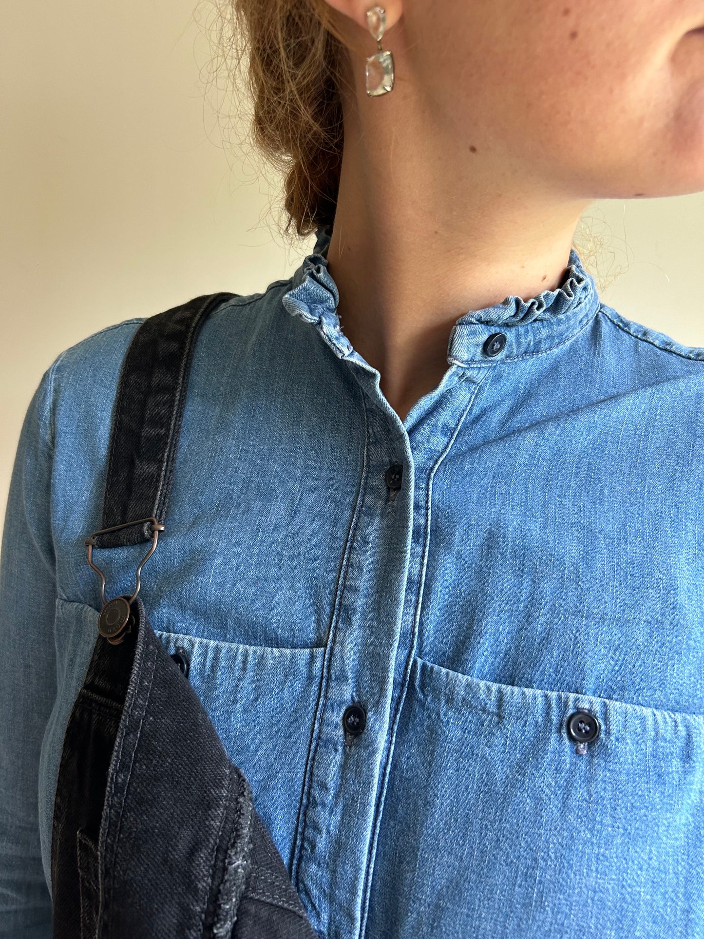 & Other Stories Denim Ruffle Shirt, 36