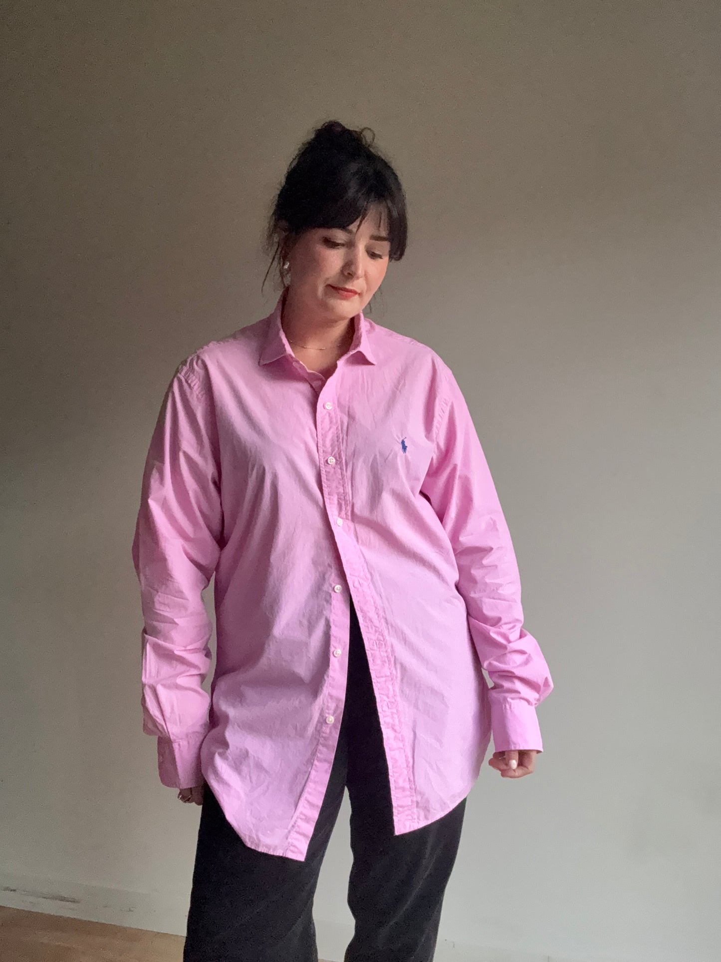 Pink & Navy Polo Ralph Lauren Cotton Classic Shirt, L