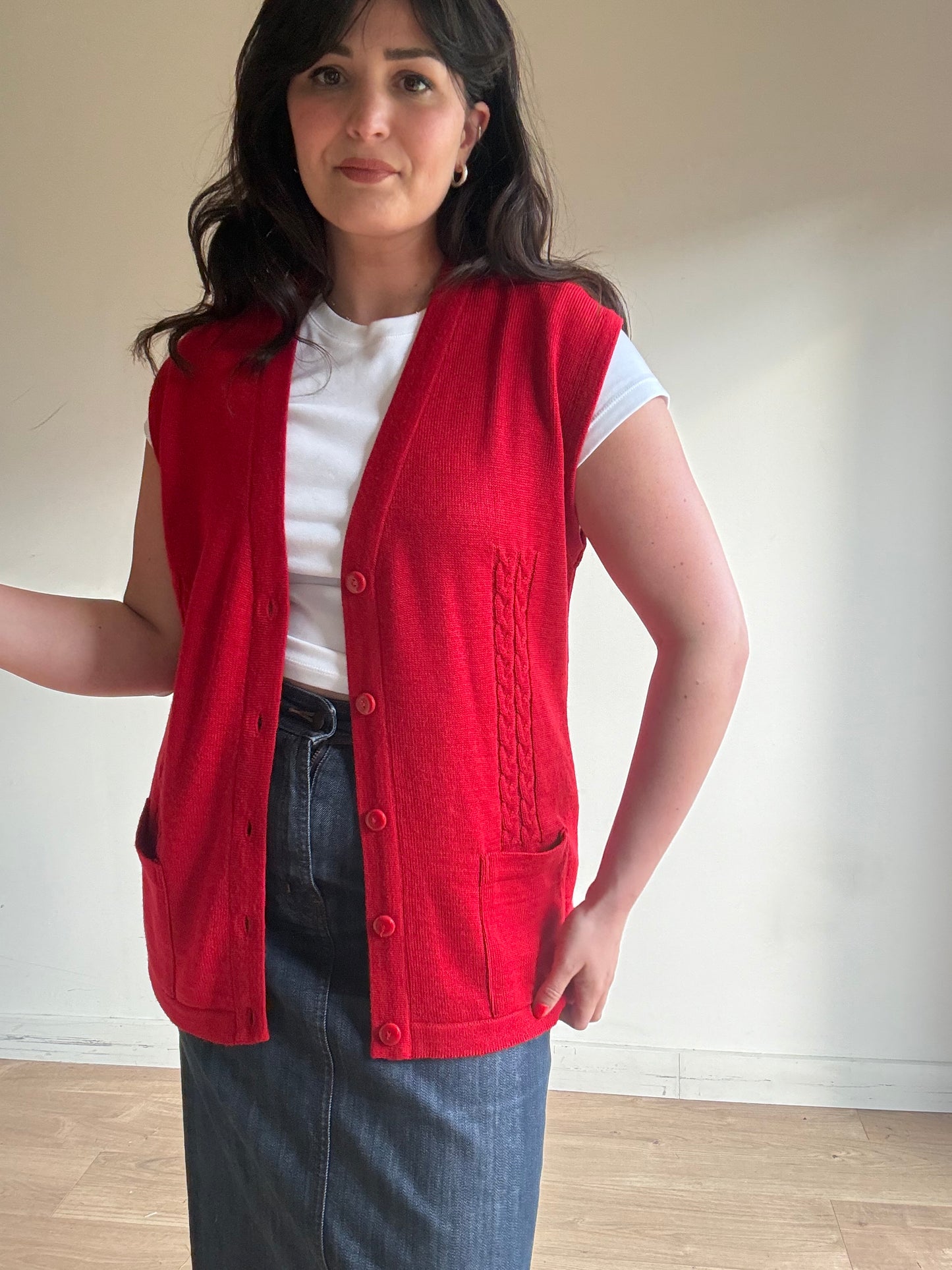 Vintage Canda Wool Mix Vest Cardigan, M/L