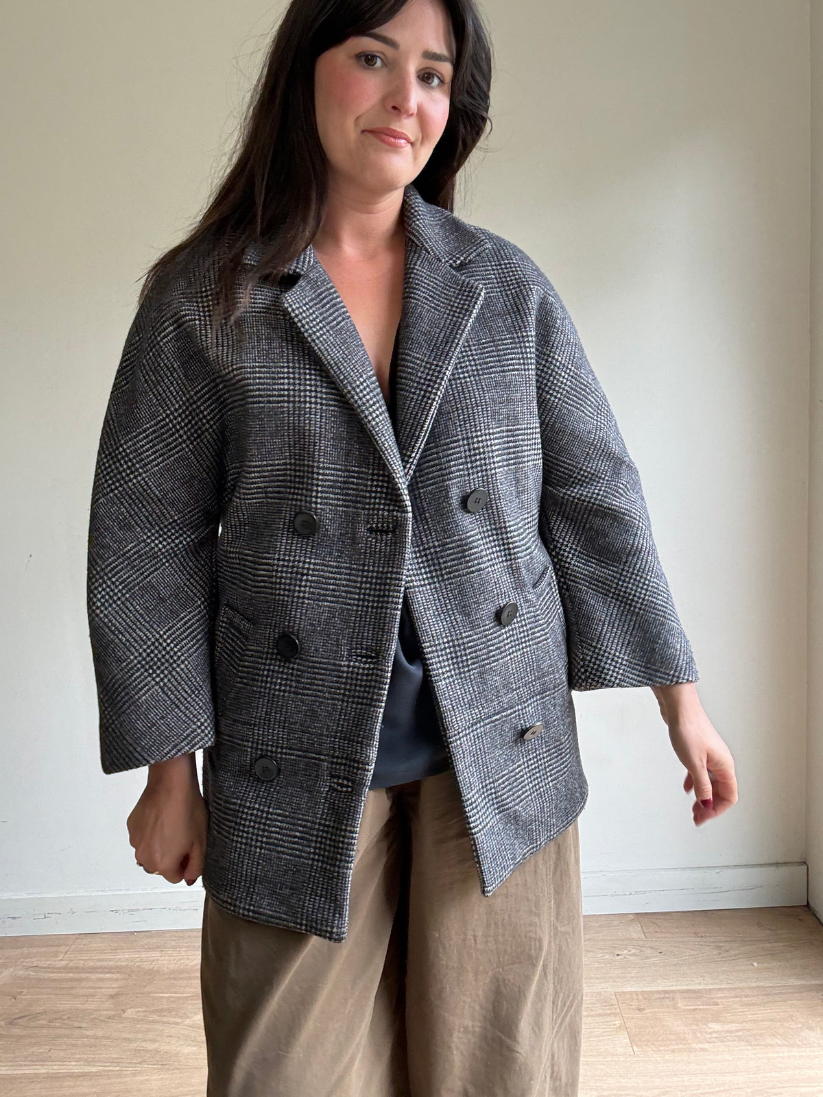 Sandro Wool Mix Check Jacket, 36 - Small